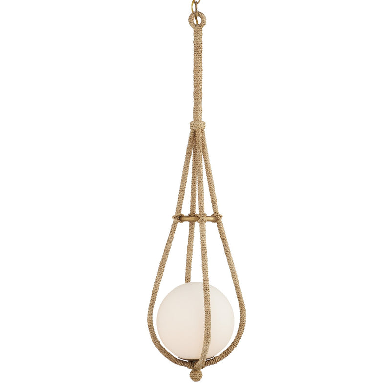 Currey and Company 9000-1104 One Light Pendant, Natural/Dorado Gold/Frosted White Finish-LightingWellCo