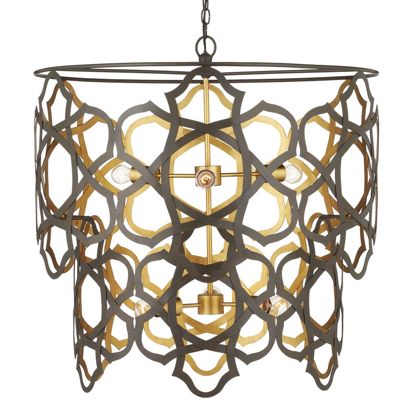 Currey and Company 9000-1106 Six Light Chandelier, Bronze Gold/Contemporary Gold Leaf Finish-LightingWellCo