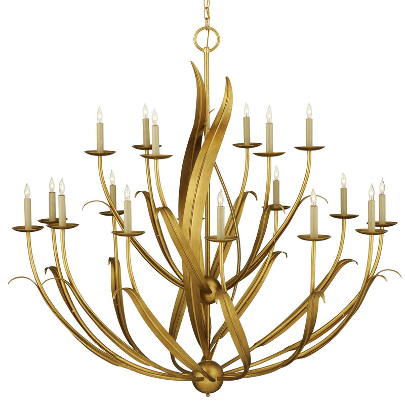 Currey and Company 9000-1107 18 Light Chandelier, Antique Gold Leaf Finish-LightingWellCo