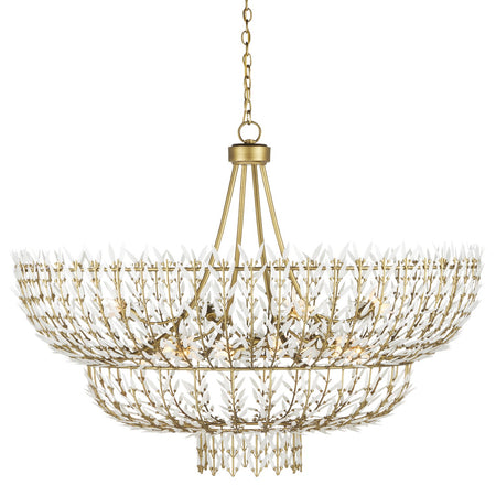 Currey and Company 9000-1119 12 Light Chandelier, Brass/White Finish-LightingWellCo