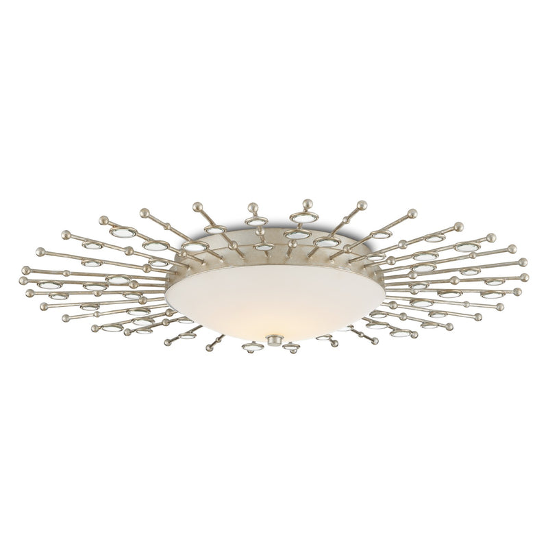 Currey and Company 9999-0068 One Light Flush Mount, Silver Leaf Finish-LightingWellCo