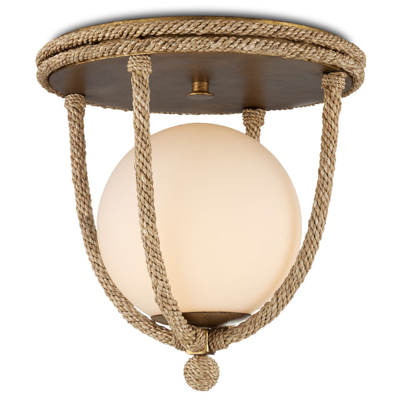 Currey and Company 9999-0069 One Light Flush Mount, Natural/Dorado Gold/Frosted White Finish-LightingWellCo