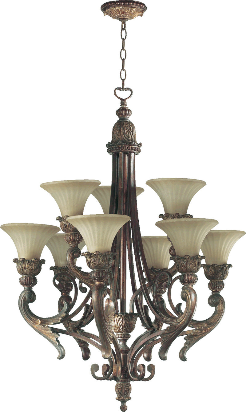 Quorum 6230-9-88 Nine Light Chandelier, Corsican Gold Finish - LightingWellCo