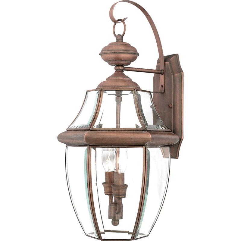 Quoizel NY8317AC Two Light Outdoor Wall Lantern, Aged Copper Finish - LightingWellCo