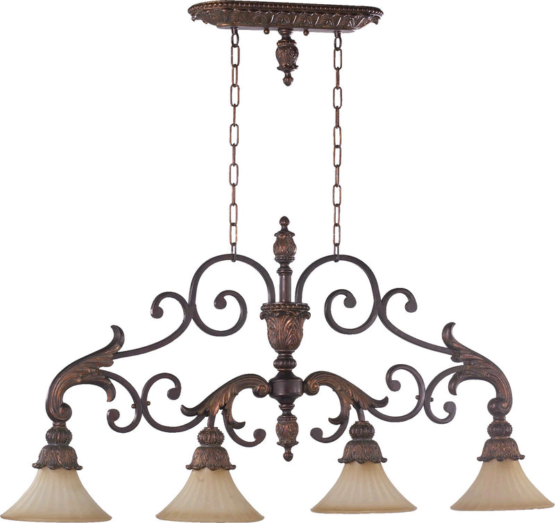 Quorum 6330-4-88 Four Light Island Pendant, Corsican Gold Finish - LightingWellCo
