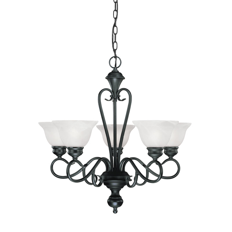 Millennium 675-BK Five Light Chandelier, Black Finish - LightingWellCo