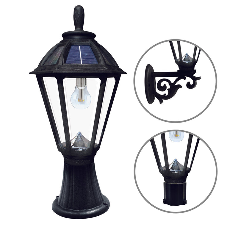 Gama Sonic GS-178FPW-BLK Polaris Solar Light - Wall/Pier/3" Mounts - Black - LightingWellCo