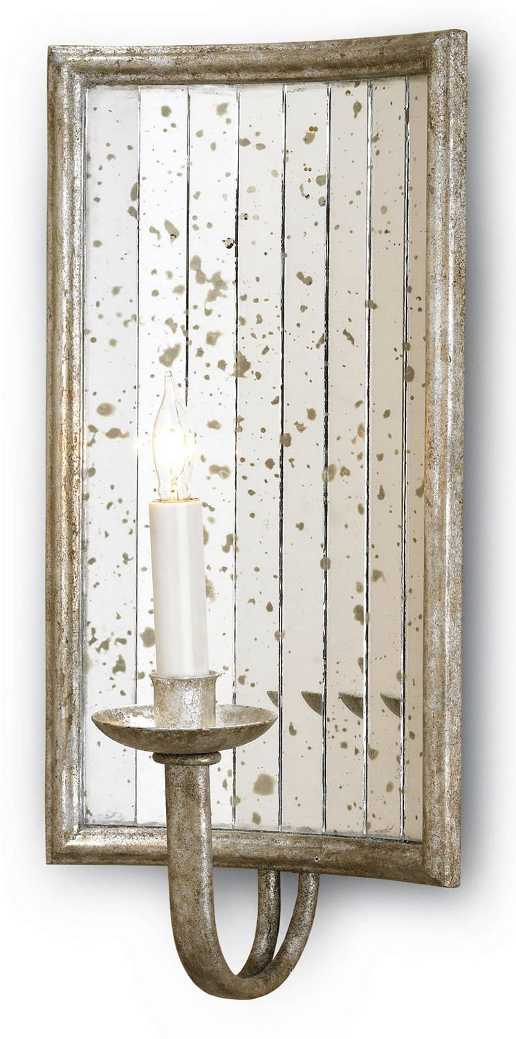 Currey and Company 5405 One Light Wall Sconce, Harlow Silver Leaf/Antique Mirror Finish-LightingWellCo