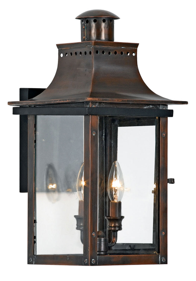 Quoizel CM8410AC Two Light Outdoor Wall Lantern, Aged Copper Finish - LightingWellCo
