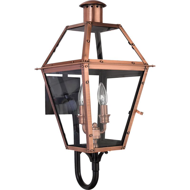 Quoizel RO8411AC Two Light Outdoor Wall Lantern, Aged Copper Finish - LightingWellCo