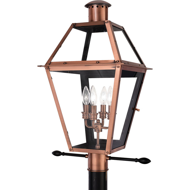 Quoizel RO9014AC Four Light Outdoor Post Mount, Aged Copper Finish - LightingWellCo