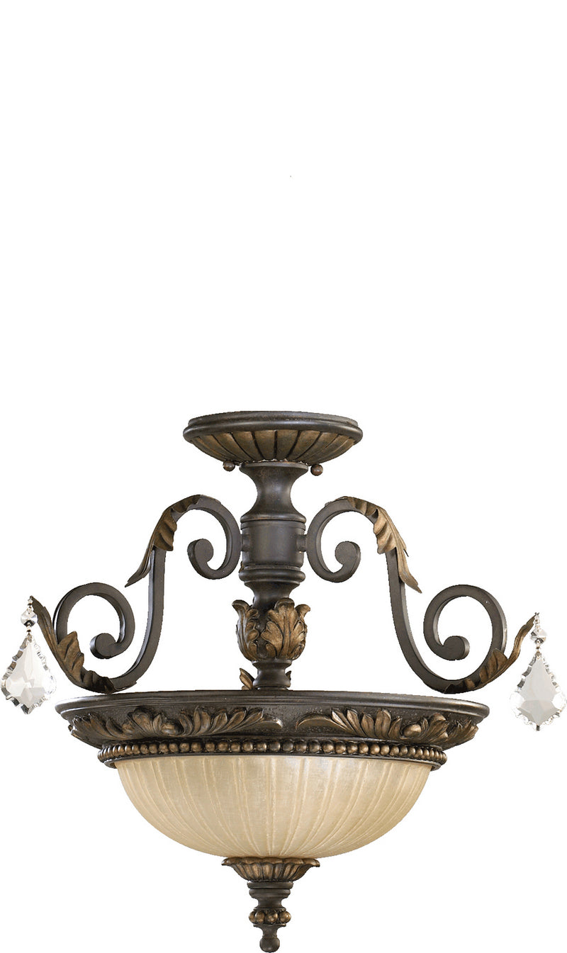 Quorum 2957-17-44 Two Light Dual Mount, Toasted Sienna With Mystic Silver Finish - LightingWellCo