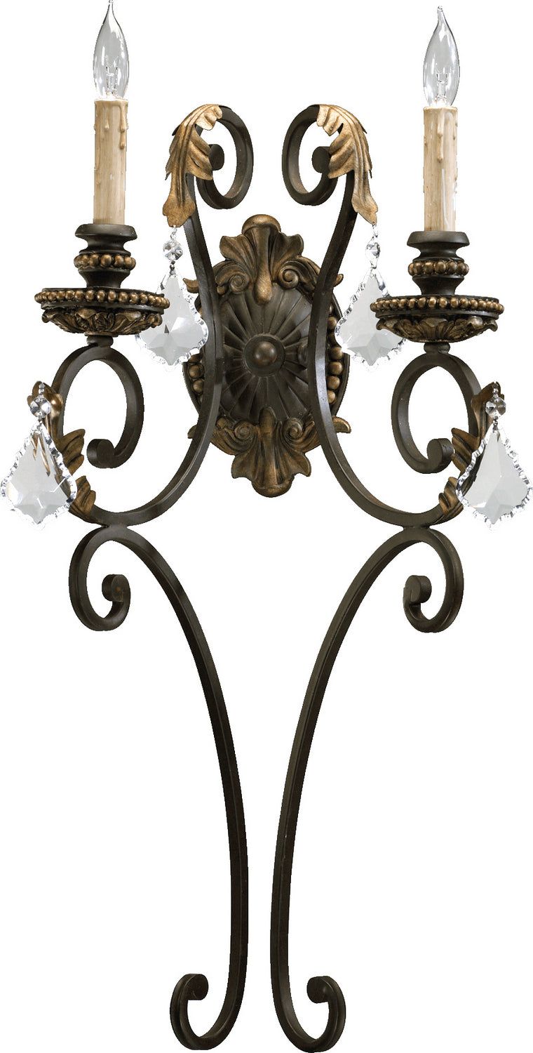 Quorum 5357-2-44 Two Light Wall Mount, Toasted Sienna With Mystic Silver Finish - LightingWellCo