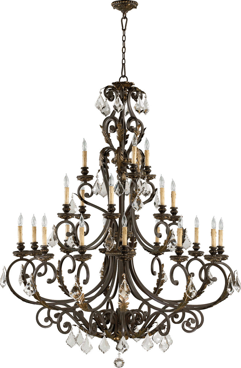 Quorum 6157-21-44 21 Light Chandelier, Toasted Sienna With Mystic Silver Finish - LightingWellCo