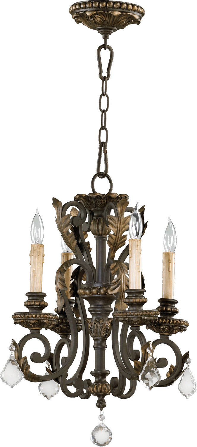 Quorum 6157-4-44 Four Light Chandelier, Toasted Sienna With Mystic Silver Finish - LightingWellCo