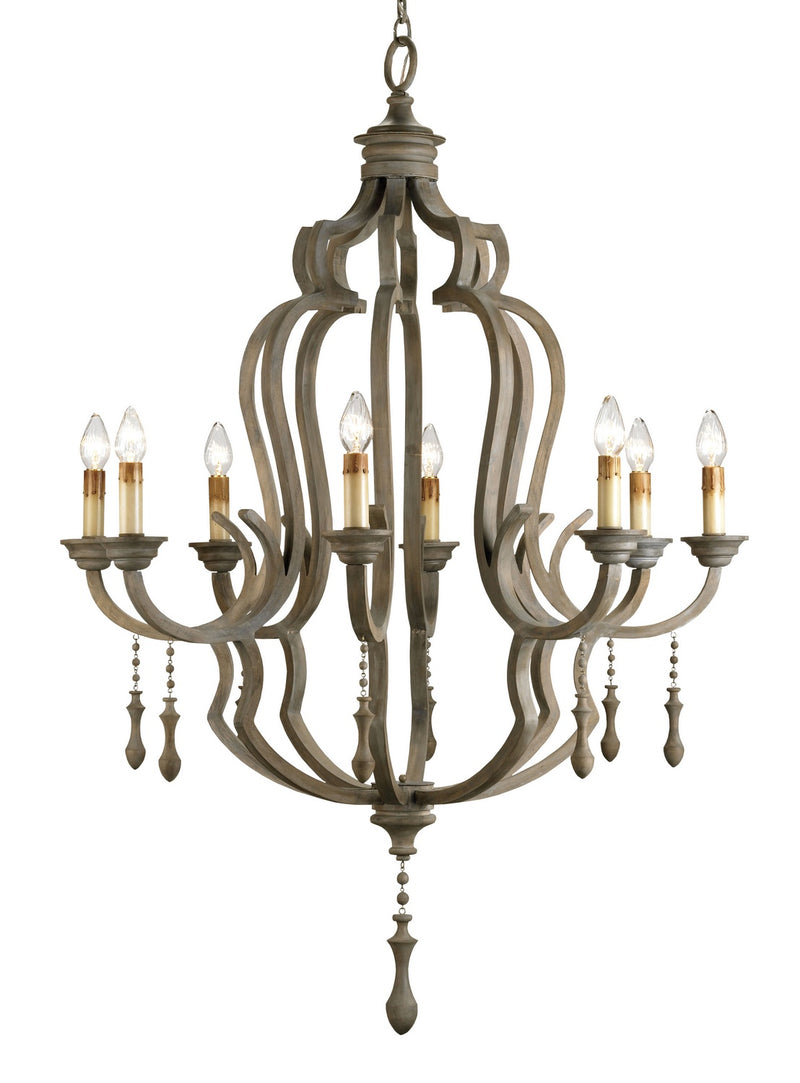 Currey and Company 9010 Eight Light Chandelier, Washed Gray Finish-LightingWellCo