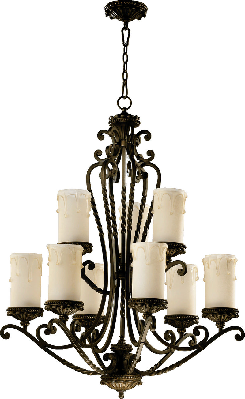 Quorum 6086-9-86 Nine Light Chandelier, Oiled Bronze Finish - LightingWellCo