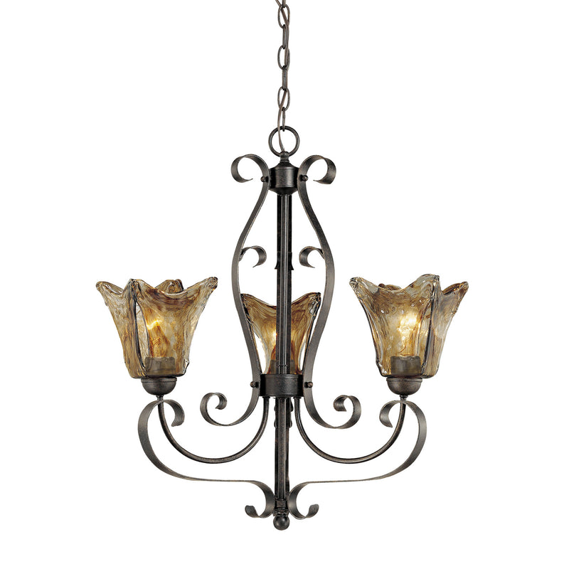 Millennium 7123-BG Three Light Chandelier, Burnished Gold Finish - LightingWellCo