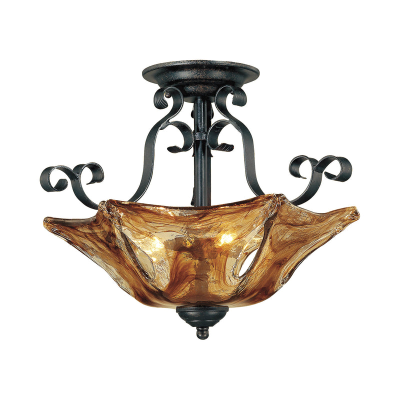 Millennium 7133-BG Three Light Semi-Flush Mount, Burnished Gold Finish - LightingWellCo