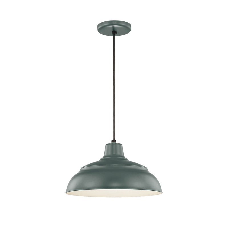 Millennium RWHC14-SG One Light Pendant, Satin Green Finish - LightingWellCo