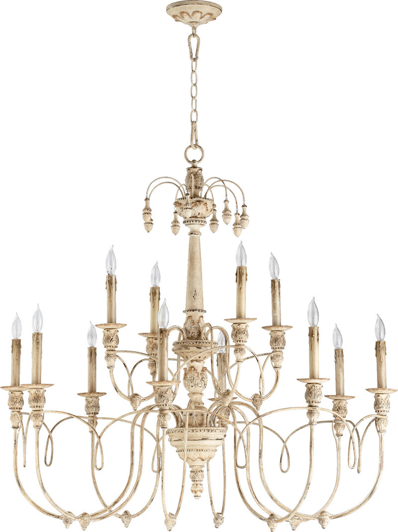 Quorum 6106-12-70 12 Light Chandelier, Persian White Finish - LightingWellCo