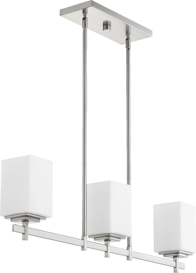 Quorum 6584-3-65 Three Light Island Pendant, Satin Nickel Finish - LightingWellCo
