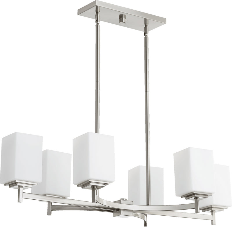 Quorum 6584-6-65 Six Light Island Pendant, Satin Nickel Finish - LightingWellCo