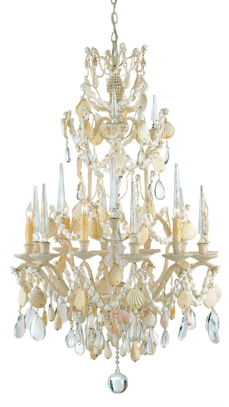 Currey and Company 9162 Six Light Chandelier, Natural/Crushed Shell Finish-LightingWellCo