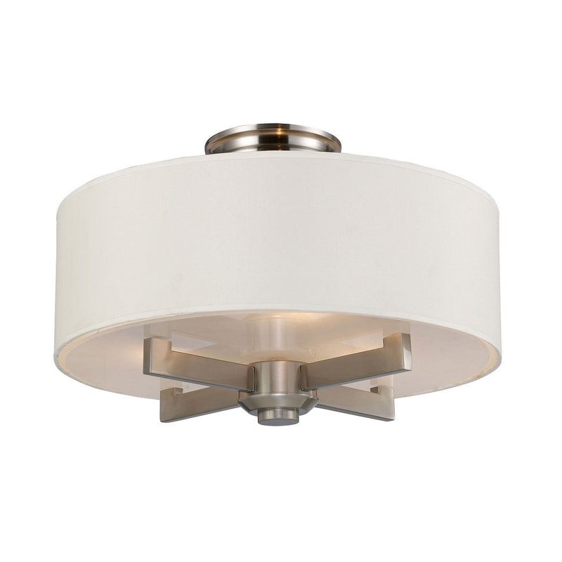 ELK Home 20152/3 Three Light Semi Flush Mount, Satin Nickel Finish - At LightingWellCo