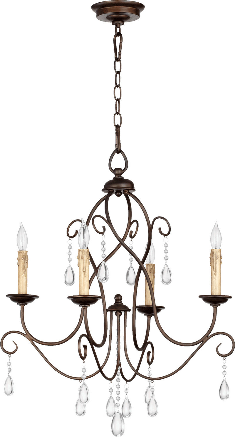 Quorum 6116-4-86 Four Light Chandelier, Oiled Bronze Finish - LightingWellCo