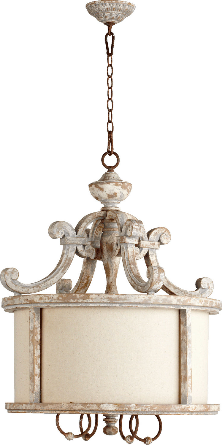 Quorum 8052-4-56 Four Light Pendant, Manchester Grey w/ Rust Accents Finish - LightingWellCo