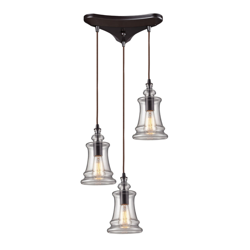 ELK Home 60042-3 Three Light Pendant, Oiled Bronze Finish-LightingWellCo