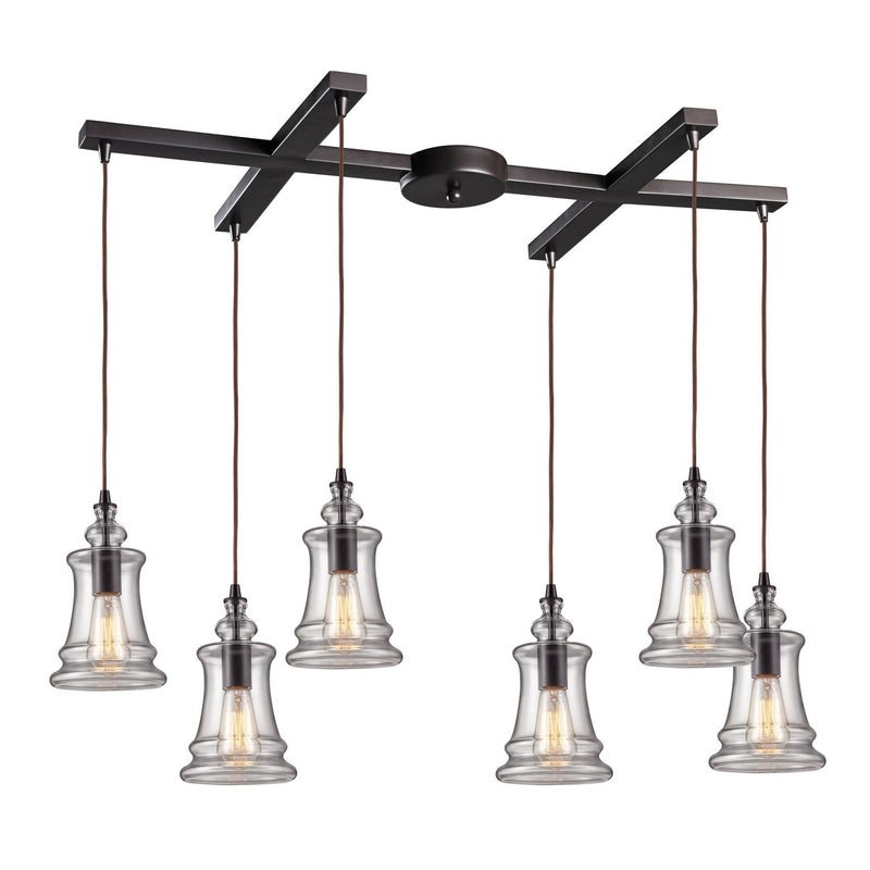 ELK Home 60042-6 Six Light Pendant, Oiled Bronze Finish-LightingWellCo