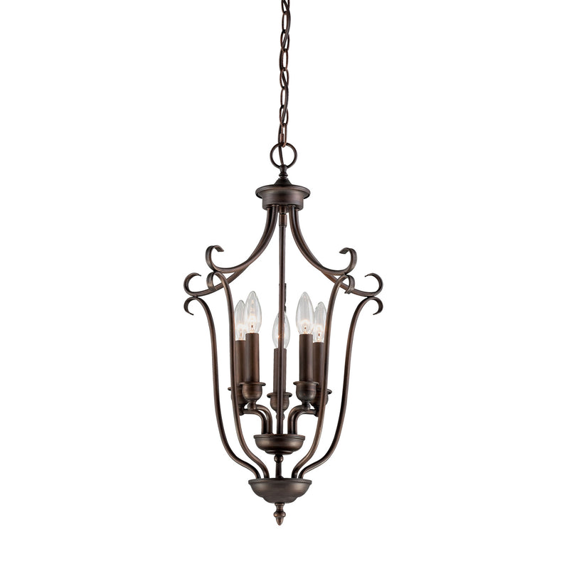 Millennium 1335-RBZ Five Light Pendant, Rubbed Bronze Finish - LightingWellCo