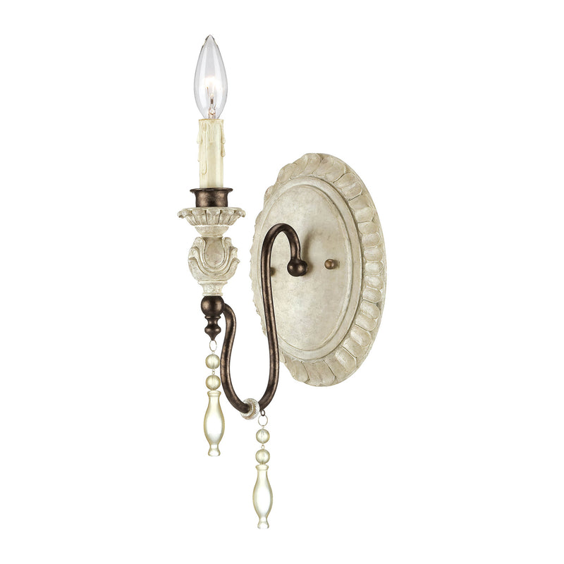 Millennium 7301-AW/BZ One Light Wall Sconce, Antique White/Bronze Finish - LightingWellCo