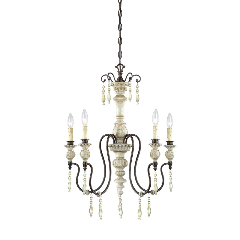 Millennium 7305-AW/BZ Five Light Chandelier, Antique White/Bronze Finish - LightingWellCo