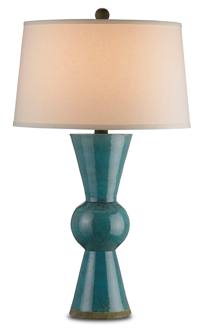 Currey and Company 6896 One Light Table Lamp, Teal Finish-LightingWellCo