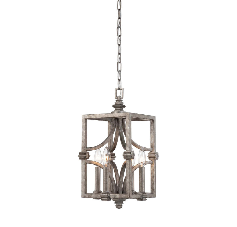 Savoy House 3-4302-4-242 Four Light Foyer Pendant, Aged Steel Finish LightingWellCo