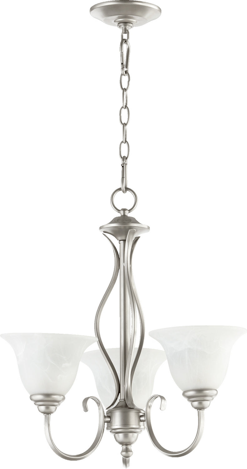 Quorum 6010-3-64 Three Light Chandelier, Classic Nickel Finish - LightingWellCo