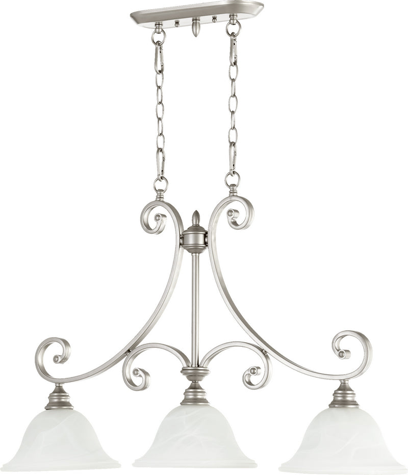 Quorum 6554-3-64 Three Light Island Pendant, Classic Nickel Finish - LightingWellCo