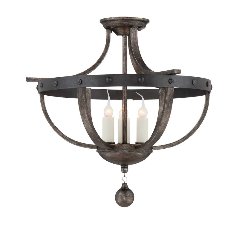 Savoy House Alsace 6-9540-3-196 Three Light Semi-Flush Mount, Reclaimed Wood Finish - LightingWellCo