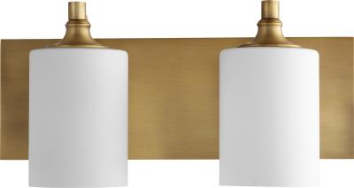 Quorum 5009-2-80 Celeste 17 inch Aged Brass Vanity Wall Light Satin Opal - LightingWellCo