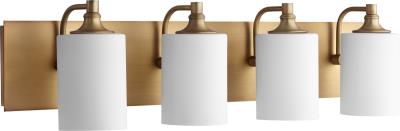 Quorum 5009-4-80 Celeste 33 inch Aged Brass Vanity Wall Light Satin Opal - LightingWellCo