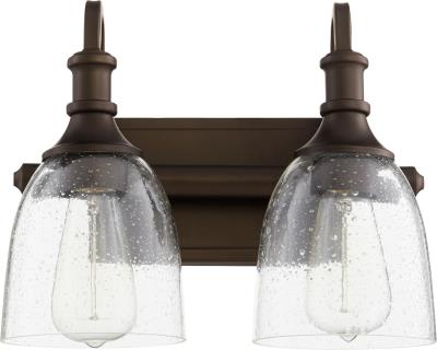 Quorum 5011-2-186 Richmond 2 Light 13 inch Oiled Bronze Vanity Light Wall Light in Clear Seeded - LightingWellCo