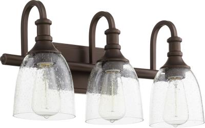 Quorum 5011-3-186 Richmond 3 Light 20 inch Oiled Bronze Vanity Light Wall Light in Clear Seeded - LightingWellCo