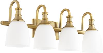 Quorum 5011-4-80 Richmond 4 Light 28 inch Aged Brass Vanity Light Wall Light - LightingWellCo