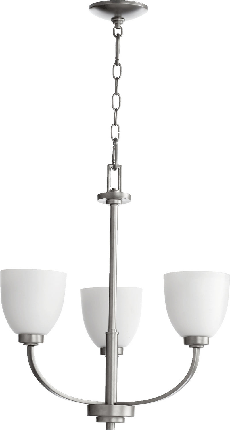 Quorum 6060-3-64 Three Light Chandelier, Classic Nickel Finish - LightingWellCo