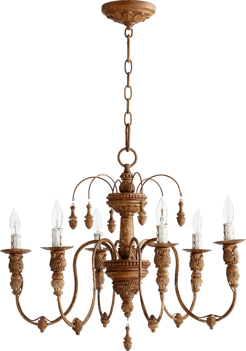 Quorum 6316-6-94 Six Light Chandelier, French Umber Finish - LightingWellCo