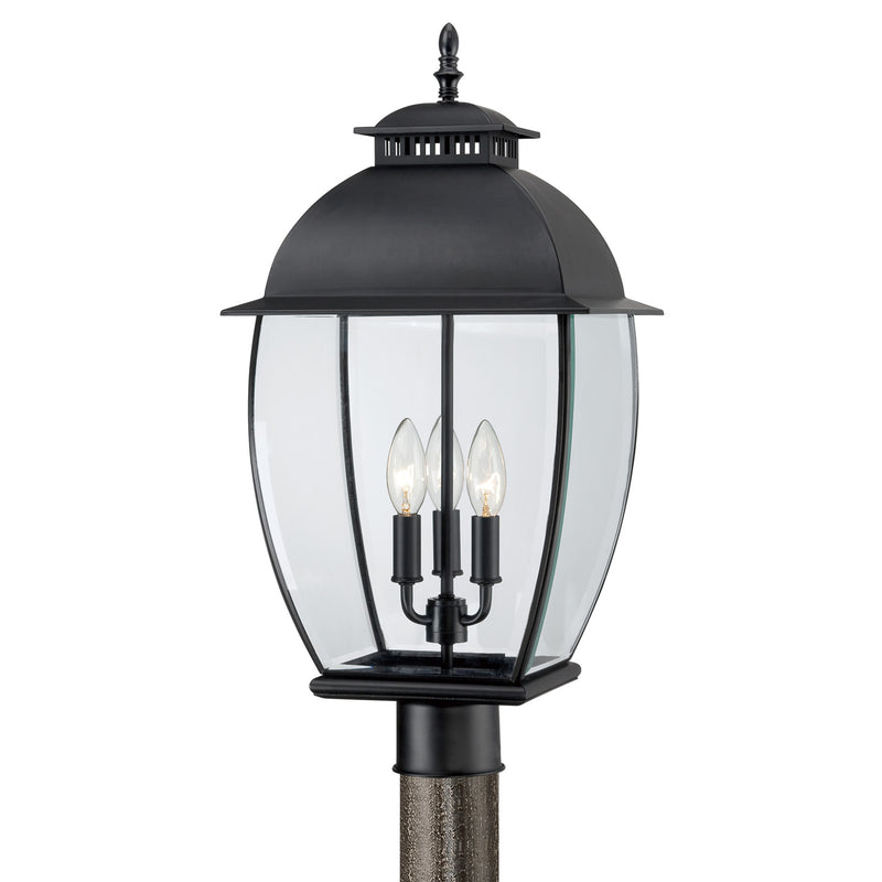Quoizel BAN9011K Three Light Outdoor Post Lantern, Mystic Black Finish - LightingWellCo