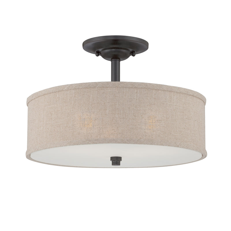 Quoizel CRA1717MC Three Light Semi-Flush Mount, Mottled Cocoa Finish - LightingWellCo